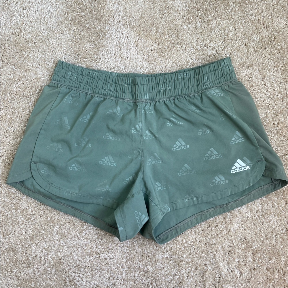Adidas green running shorts